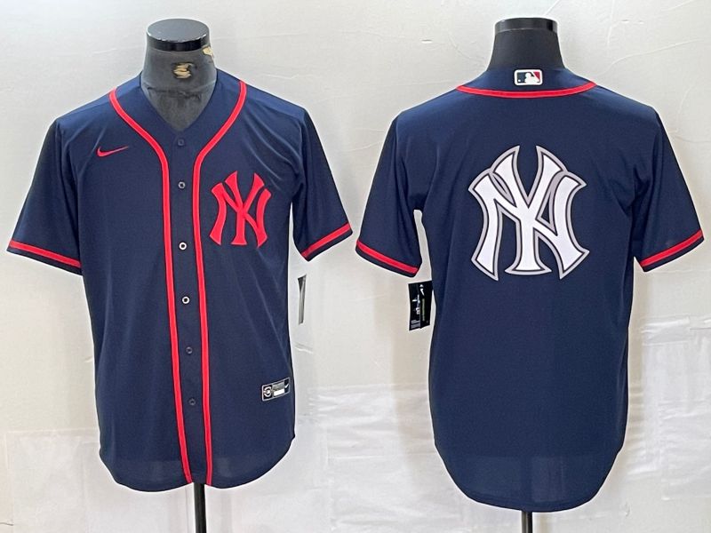 Men New York Yankees Blank Blue Third generation joint name Nike 2024 MLB Jersey style 7
